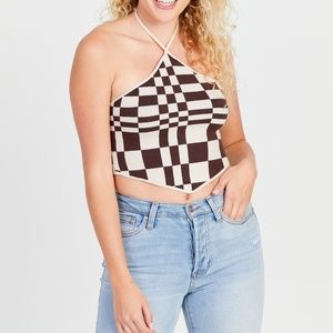Altar’d State Checkerboard Knit Halter Top